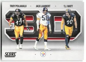 Jack Lambert / T.J. Watt / Troy Polamalu 2021 Score 3D Pittsburgh Steelers