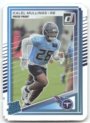 Kalel Mullings Rookie 2025 Donruss Press Proofs Silver Die Cut #/99 Titans