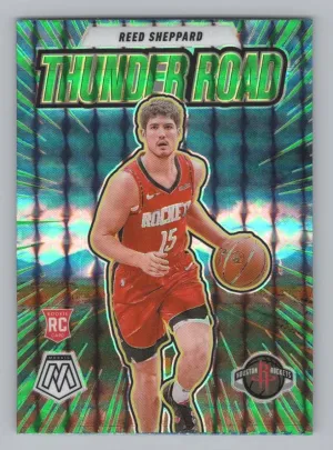 Reed Sheppard Rookie 2024-25 Panini Mosaic Thunder Road Green Houston Rockets