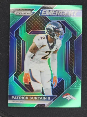 Patrick Surtain II 2023 Panini Prizm Emergent Prizms Green Denver Broncos