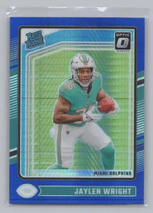 Jaylen Wright RC 2024 Donruss Optic Blue Hyper Dolphins