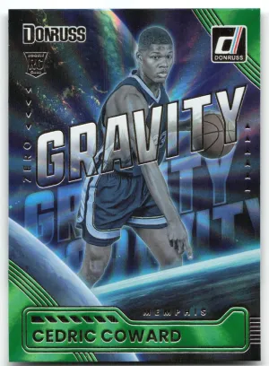 Cedric Coward Rookie 2025-26 Donruss Zero Gravity Holo Green Laser Grizzlies