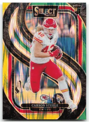 Carson Steele Rookie 2024 Panini Select Green & Yellow Prizm Shock