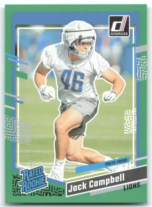 Jack Campbell Rookie 2023 Donruss Press Proof Green Detroit Lions