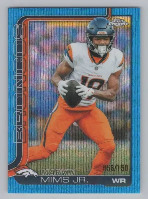 Marvin Mims Jr. 2025 Topps Chrome Blue Wave Refractor #/150 Denver Broncos