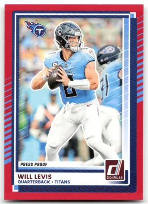 Will Levis 2025 Donruss Press Proofs Red Tennessee Titans