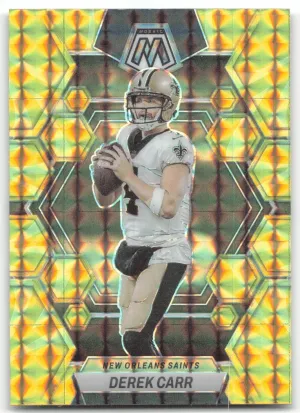Derek Carr 2023 Panini Mosaic Reactive Yellow Mosaic New Orleans Saints