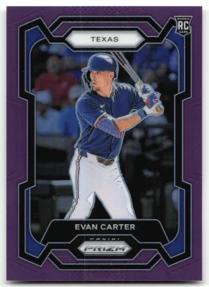 Evan Carter 2024 Panini Prizm Purple Prizms #/99 Texas Rangers