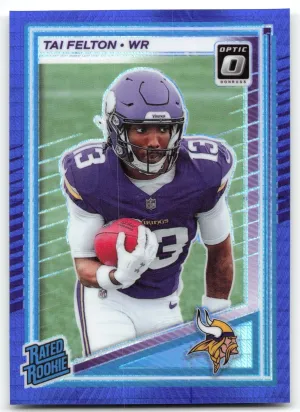 Tai Felton Rookie 2025 Donruss Optic Blue Hyper Minnesota Vikings
