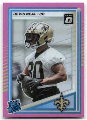 Devin Neal Rookie 2025 Donruss Optic Rated Rookies Preview Pink Saints