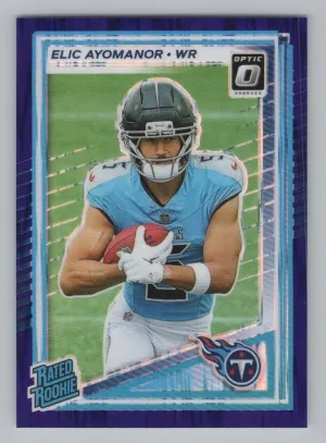 Elic Ayomanor Rookie 2025 Donruss Optic Purple Shock Tennessee Titans