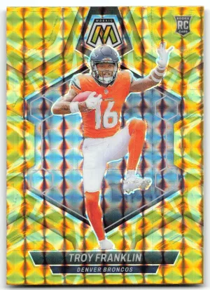 Troy Franklin Rookie 2024 Panini Mosaic Mosaic Reactive Yellow Denver Broncos