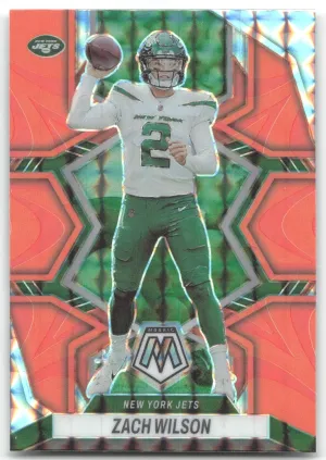 Zach Wilson 2022 Panini Mosaic Mosaic Reactive Orange New York Jets