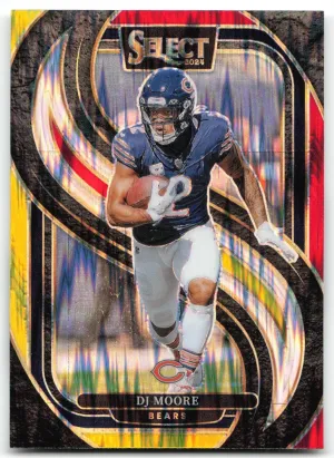 DJ Moore 2024 Panini Select Red & Yellow Prizm Shock Chicago Bears
