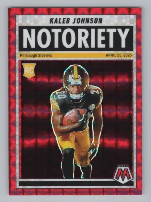 Kaleb Johnson 2025 Panini Mosaic Notoriety Mosaic Red Steelers