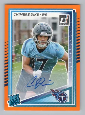 Chimere Dike Rookie 2025 Donruss Rated Rookies Autographs Orange Titans