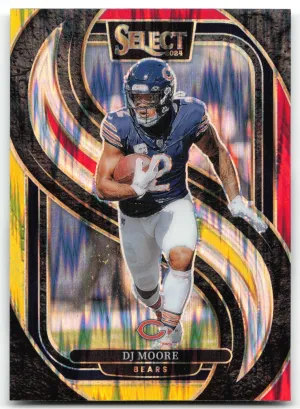 DJ Moore 2024 Panini Select Red & Yellow Prizm Shock Chicago Bears