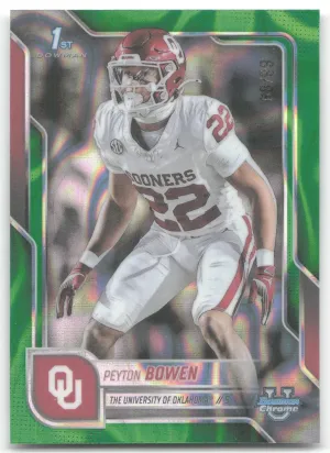 Peyton Bowen 2025 Bowman University Chrome Green Lava Refractor #/99