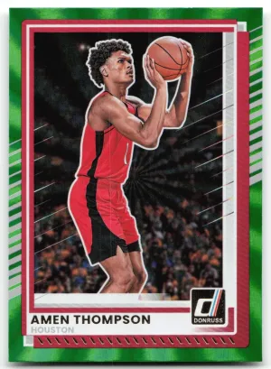 Amen Thompson 2025-26 Donruss Holo Green Laser Houston Rockets