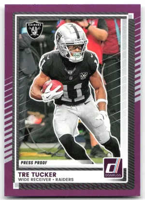 Tre Tucker 2025 Donruss Press Proofs Purple Las Vegas Raiders