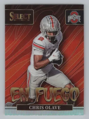 Chris Olave 2022 Panini Select Draft Picks En Fuego Silver Prizm Buckeyes