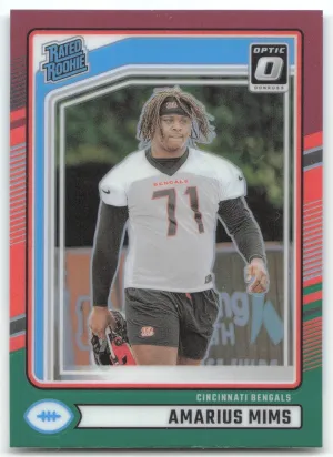 Amarius Mims Rookie 2024 Donruss Optic Rated Rookies Preview Red and Green