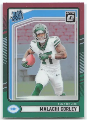 Malachi Corley Rookie 2024 Donruss Optic Rated Rookies Preview Red and Green