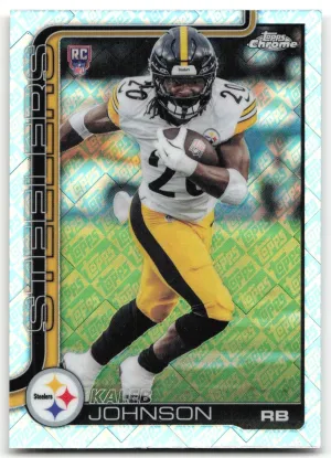 Kaleb Johnson Rookie 2025 Topps Chrome Topps Logo Refractor Pittsburgh Steelers