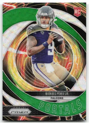 Michael Penix Jr. 2024 Panini Prizm Portals Wave Green Prizm Atlanta Falcons