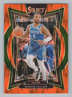 Damian Lillard 2024-25 Panini Select Orange Flash Prizm Bucks