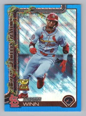 Masyn Winn 2025 Topps Holiday Blue Metallic Glitter Holiday St. Louis Cardinals