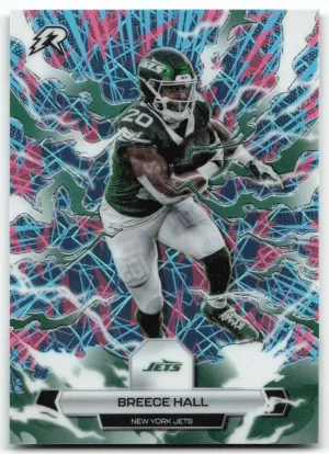 Breece Hall 2025 Topps Resurgence Sky Blue & Pink Shock Refractor New York Jets