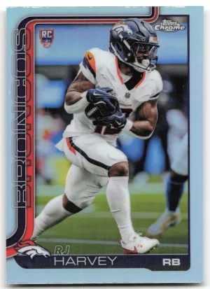 RJ Harvey Rookie 2025 Topps Chrome Refractor Denver Broncos