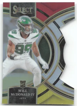 Will McDonald IV 2023 Panini Select Red and Yellow Prizms Die Cuts New York Jets