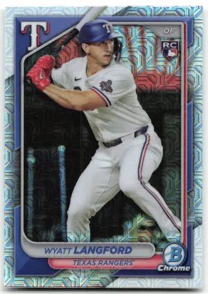 Wyatt Langford Rookie 2024 Bowman Chrome Mojo Refractors Texas Rangers