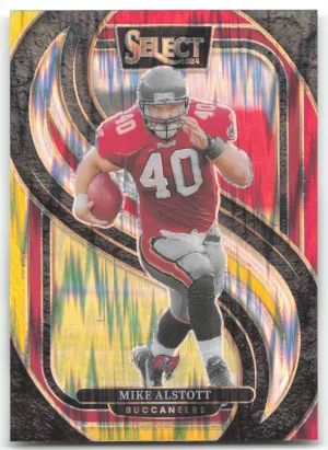 Mike Alstott 2024 Panini Select Red & Yellow Prizm Shock Tampa Bay Buccaneers