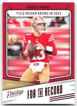 Brock Purdy 2024 Panini Prestige For the Record Xtra Points Red #/399 49ers