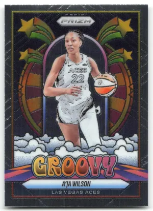 A'ja Wilson 2025 Panini Prizm WNBA Groovy Las Vegas Aces