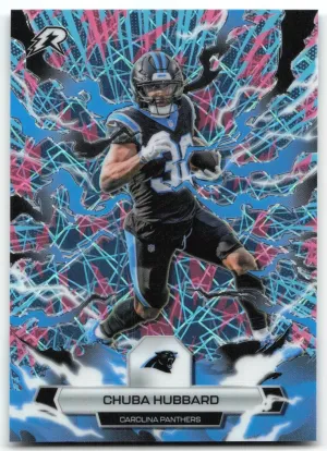 Chuba Hubbard 2025 Topps Resurgence Sky Blue & Pink Shock Refractor Panthers