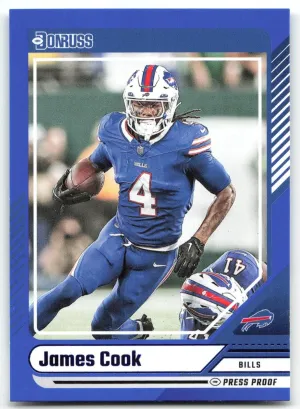 James Cook 2024 Donruss Press Proof Blue Buffalo Bills
