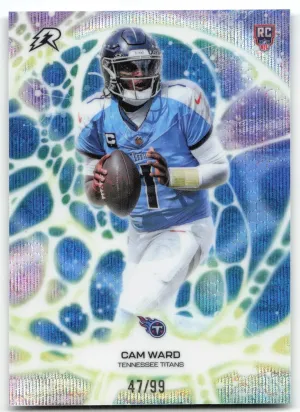 Cam Ward 2025 Topps Resurgence Protonyx Blue Surge Refractor #/99 Titans