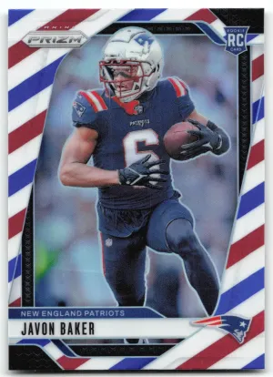 Javon Baker RC 2024 Panini Prizm Red White and Blue Patriots