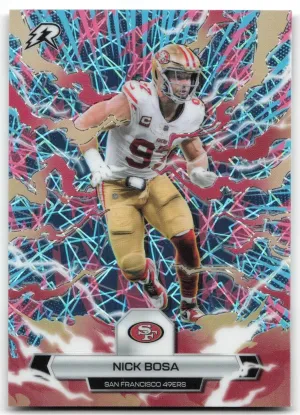 Nick Bosa 2025 Topps Resurgence Sky Blue & Pink Shock Refractor 49ers