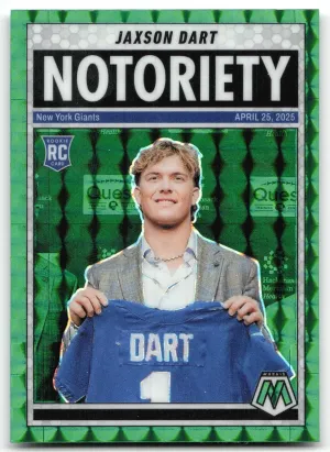 Jaxson Dart 2025 Panini Mosaic Notoriety Mosaic Green Giants