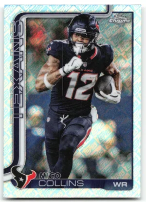 Nico Collins 2025 Topps Chrome Topps Logo Refractor Houston Texans