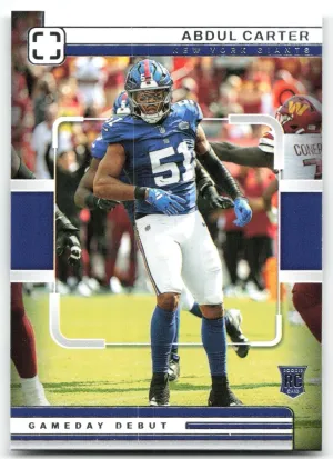 Abdul Carter RC 2025 Panini Photogenic Gameday Debut Giants