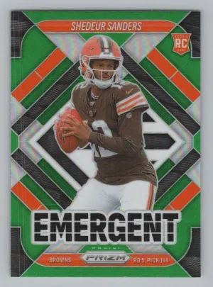 Shedeur Sanders RC 2025 Panini Prizm Emergent Green Browns