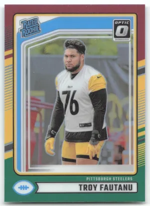 Troy Fautanu 2024 Donruss Optic Rated Rookies Red and Green Pittsburgh Steelers