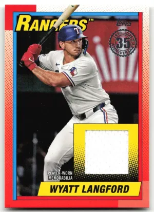 Wyatt Langford 2025 Topps 1990 35th Anniversary Relics Texas Rangers