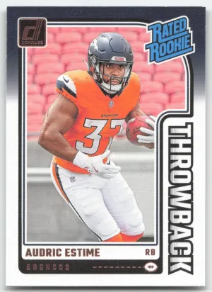 Audric Estime 2024 Donruss Rated Rookies Throwback Broncos